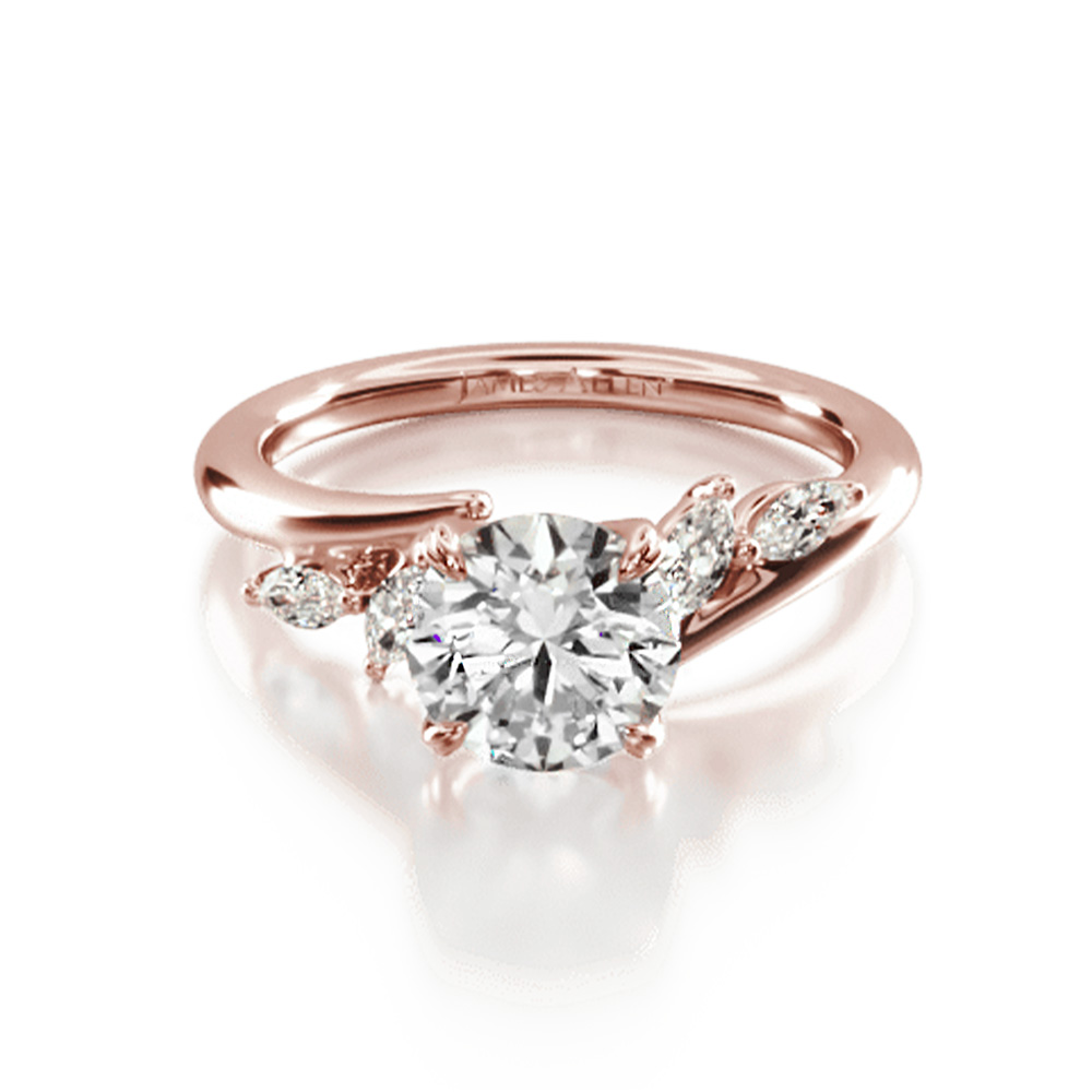 14K Rose Gold Bypass Marquise Array Diamond Engagement Ring