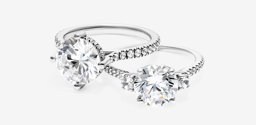 Two pavé engagement rings with different styles 