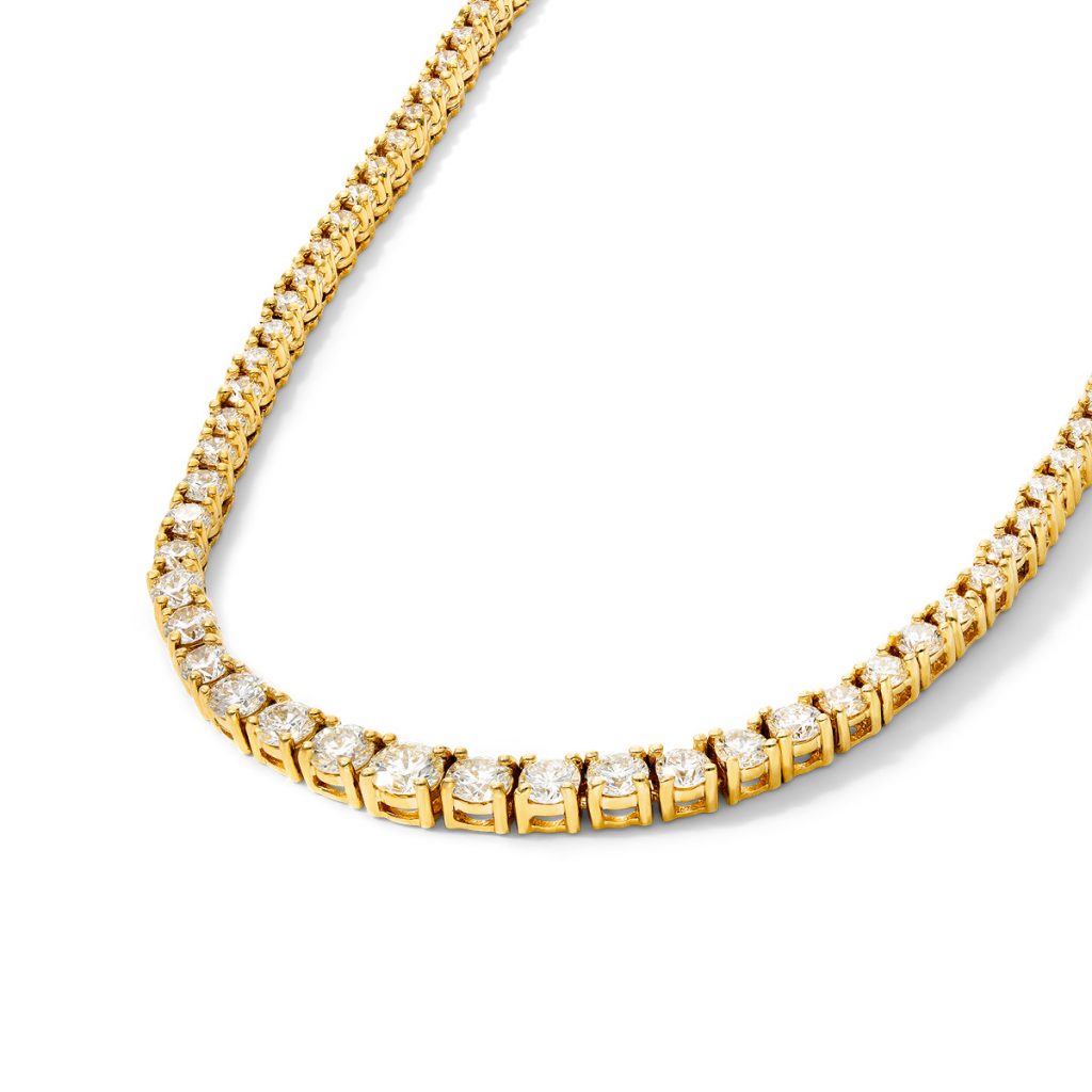 14K Yellow Gold Riviera Tennis Necklace (4.00 CTW)