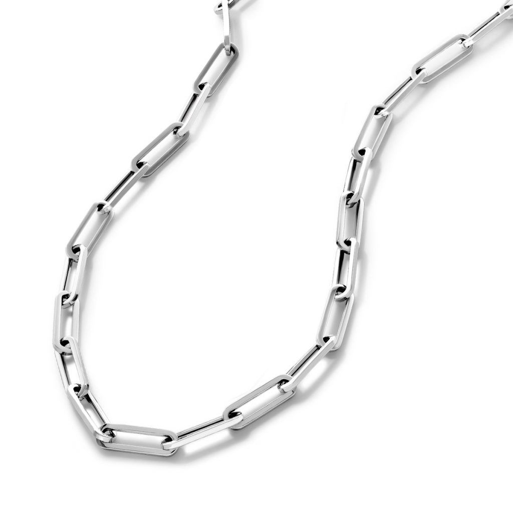 14K White Gold 3.9mm Paper Clip Chain Necklace