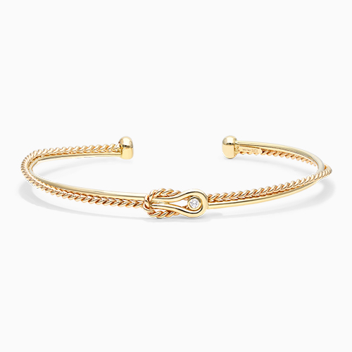 14K Yellow Gold Gold Yellow Infinity Rope Cuff Bangle