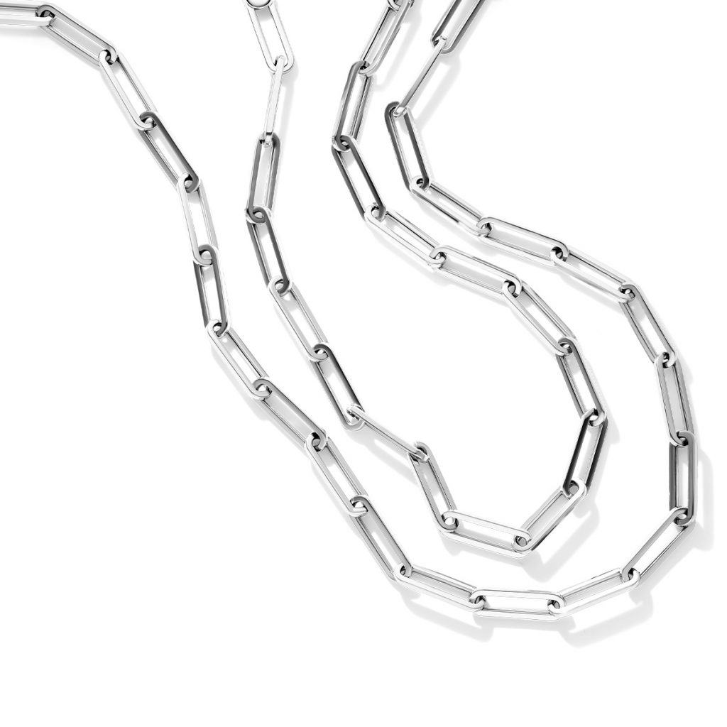 White gold paperclip necklace