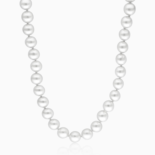 14K White Gold Akoya Cultured Pearl Ball Clasp 16" Necklace (8.5-9.0mm)
