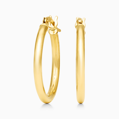 14K Yellow Gold Standard 0.8 Inch Tube Hoop Earrings