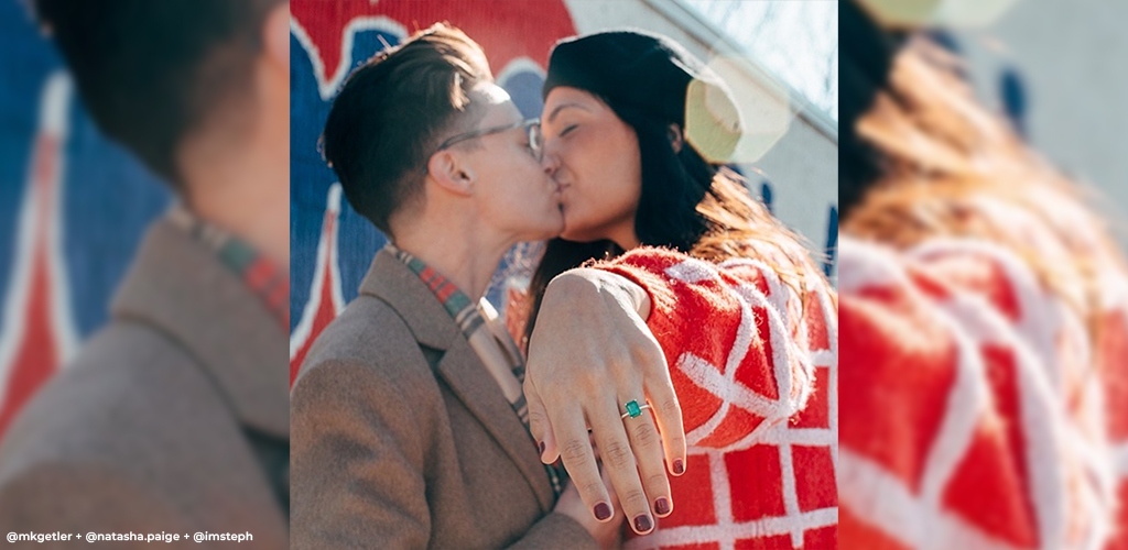 Lesbian couple store engagement rings