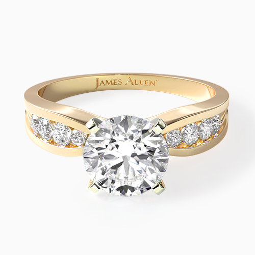 14K Yellow Gold Bow-Tie Channel Set Diamond Engagement Ring