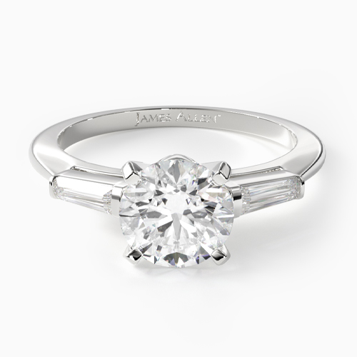 14K White Gold Tapered Baguette Diamond Engagement Ring