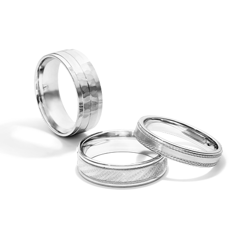 14K White Gold 4MM Brushed Finish Rope Accent Band