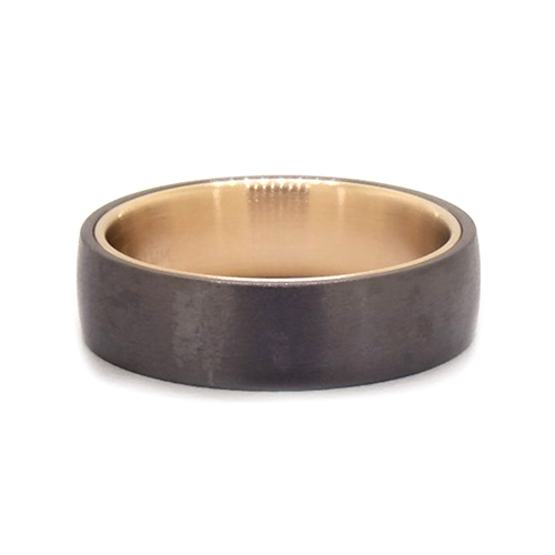 Grey Tantalum With 14K Yellow Gold Inside 6.5 Ring