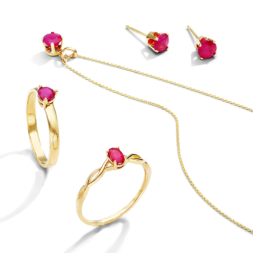 ruby earring and ruby rings