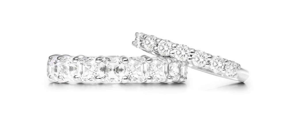 14K White Gold Low Dome Basket Lab-Created Diamond Eternity Ring