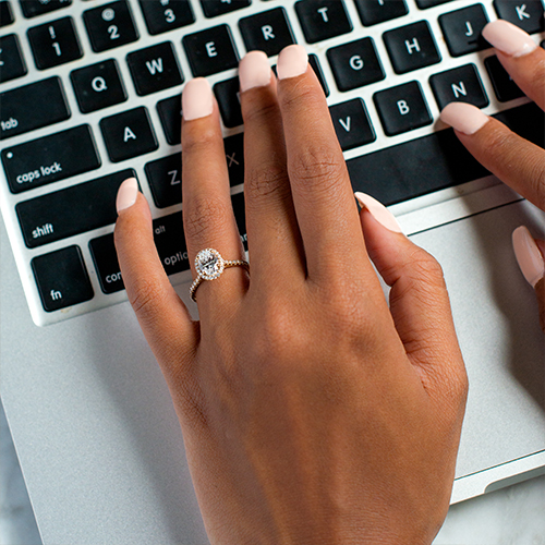 18K Yellow Gold Falling Edge Pavé Diamond Engagement Ring