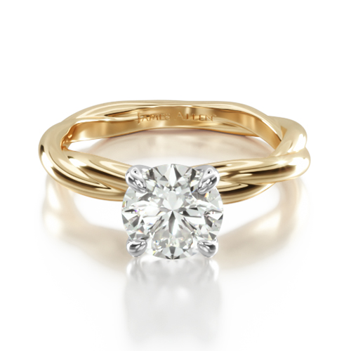 14K Yellow Gold Rope Solitaire Engagement Ring