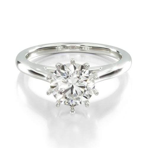 14K White Gold Ten Prong Solitaire Engagement Ring
