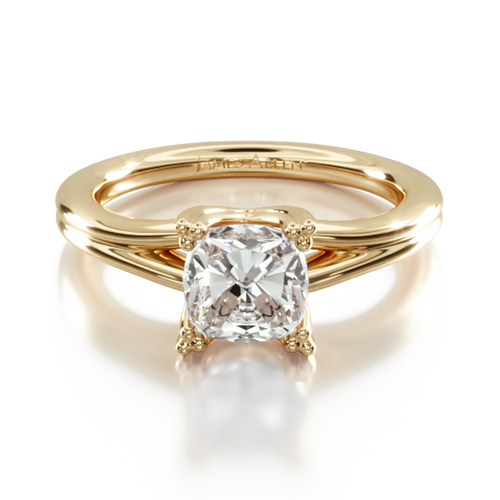 14K Yellow Gold Woven Solitaire Engagement Ring