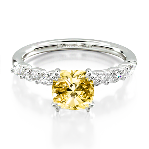 14K White Gold Drifting Marquise Diamond Engagement Ring