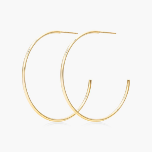 14K Yellow Gold 1.5 Inch Lucida Hoop Earrings (1.00 CTW)