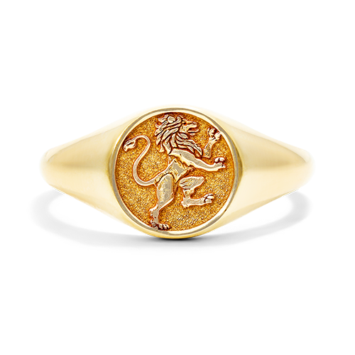 14K Yellow Gold Leo Zodiac Signet Ring