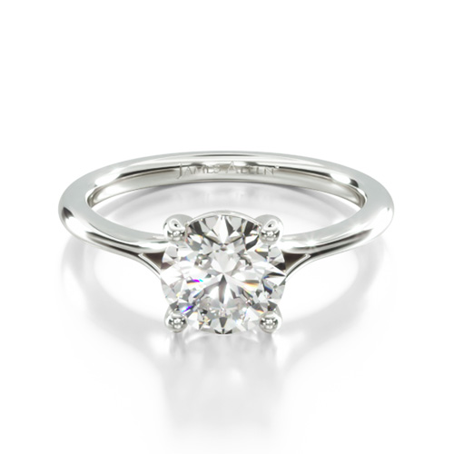 18K White Gold Classic Split Shank Solitaire Diamond Engagement Ring