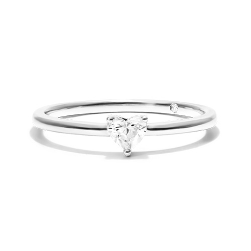 14K White Gold Petite Solitaire Heart Shape Diamond Ring
