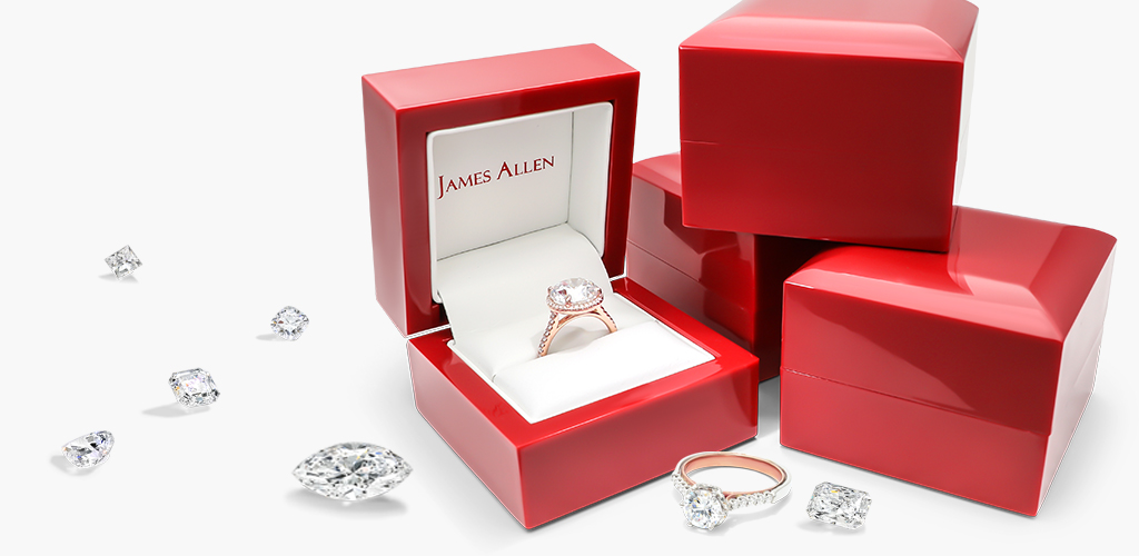 James Allen's diamonds with two engagement rings