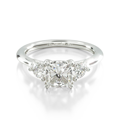 18K White Gold Classic Round Shape Three Stone Engagement Ring