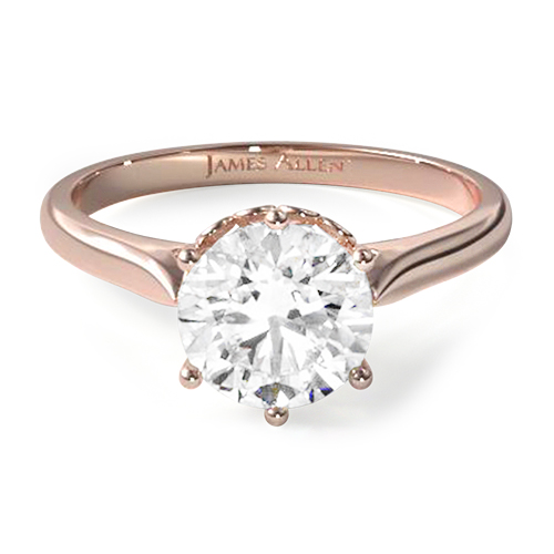 14K Rose Gold "Danhov" Spring Blossom Six Prong Solitaire Engagement Ring By Danhov