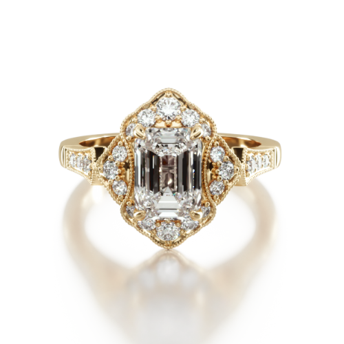 14K Yellow Gold Regal Frame Diamond Engagement Ring