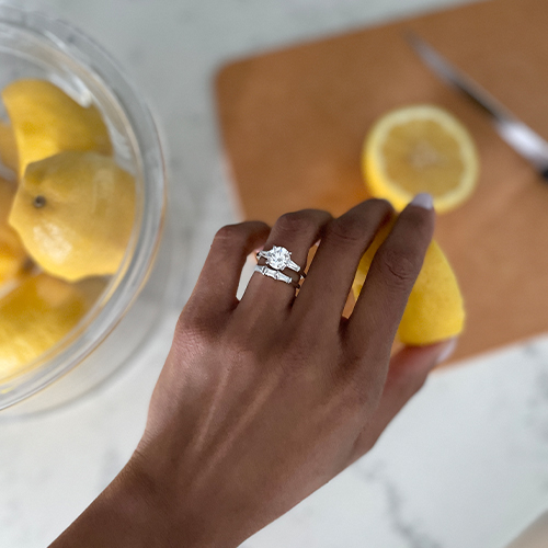 18K White Gold Tapered Baguette Diamond Engagement Ring