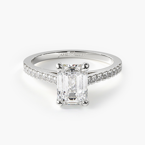14K White Gold Petite Pavé Cathedral Engagement Ring