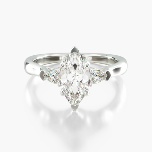 Platinum Three Stone Pear Shaped Engagement Ring