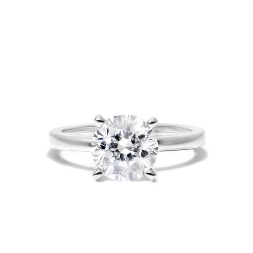 18K White Gold Claw Prong Solitaire Engagement Ring (Flush Fit)