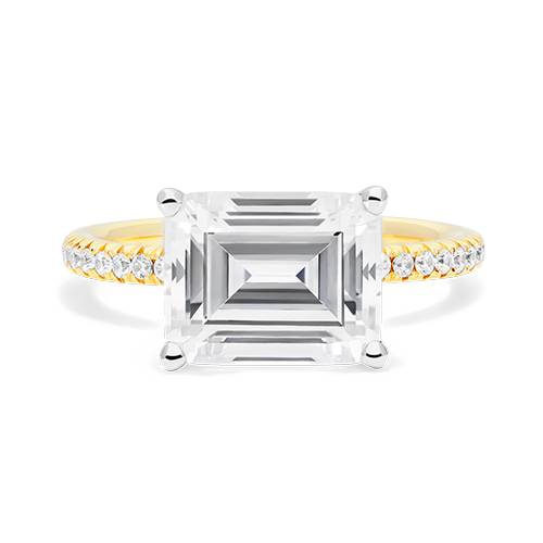 14K Yellow Gold East West Petite Pavé Engagement Ring (Flush Fit )