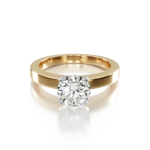 14K Yellow Gold Flat Edged Diamond Solitaire Engagement Ring