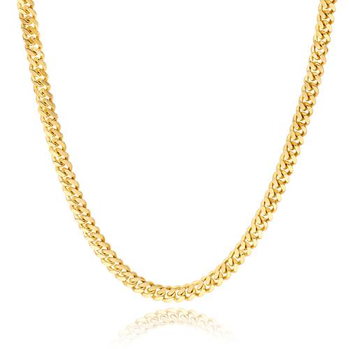 14K Yellow Gold Solid 3.5mm Miami Cuban Chain Necklace - 20 inches