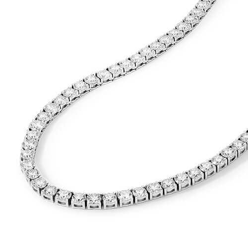 14K White Gold 18 Inch Straight Lab Grown Diamond Tennis Necklace
