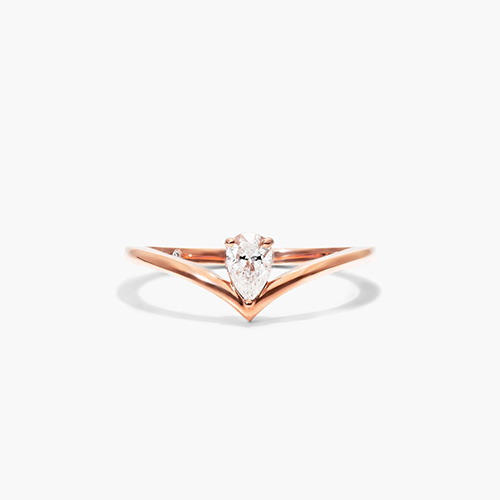 14K Rose Gold Pear Shape Diamond Pinnacle Ring