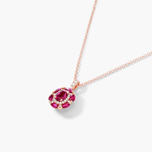 14K Rose Gold Imperial Ruby And Diamond Necklace