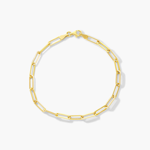 14K Yellow Gold 3.9mm Paper Clip Chain Bracelet