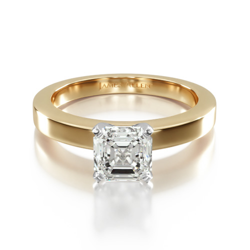 18K Yellow Gold Flat Edged Diamond Solitaire Engagement Ring