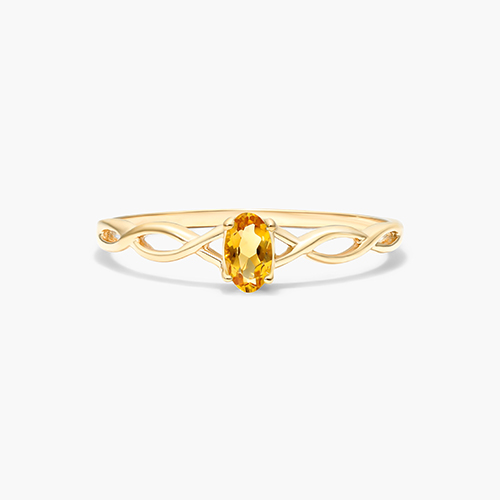 14K Yellow Gold Infinity Citrine Birthstone Ring