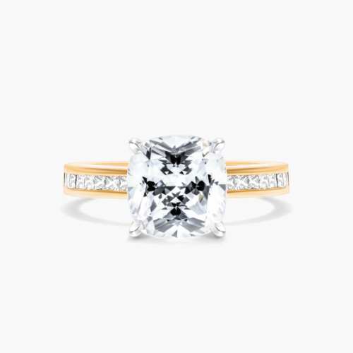 18K Yellow Gold Channel Set Princess Cut Diamond Engagement Ring