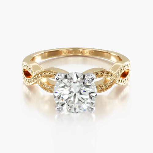14K Yellow Gold Vintage Infinity Engagement Ring