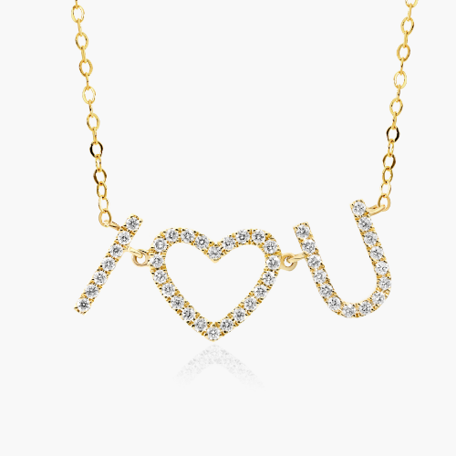14K Yellow Gold I Heart You Necklace