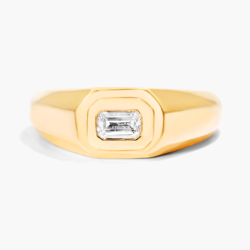 14K Yellow Gold Emerald-Cut Solitaire Diamond Ring