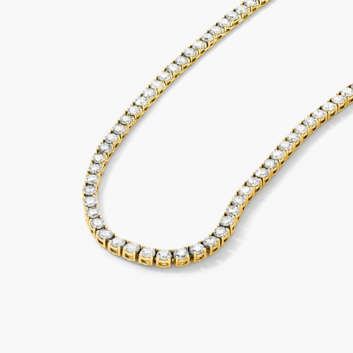 14K Yellow Gold Straight Lab Created Diamond Tennis Necklace (15.00 CTW - F-G / VS2-SI1)