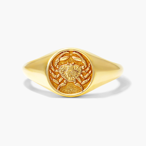 14K Yellow Gold Cancer Zodiac Signet Ring
