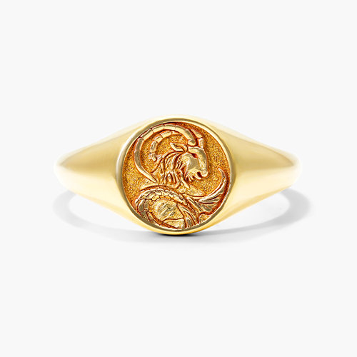 14K Yellow Gold Capricorn Zodiac Signet Ring