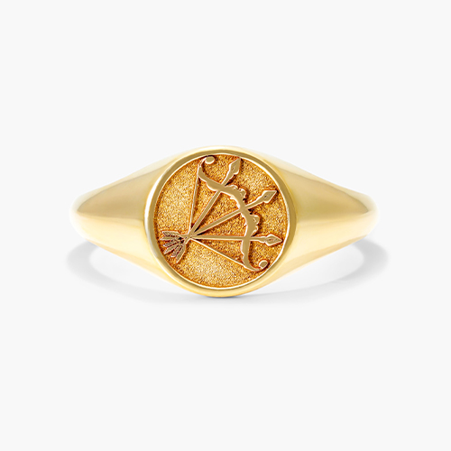 14K Yellow Gold Sagittarius Zodiac Signet Ring