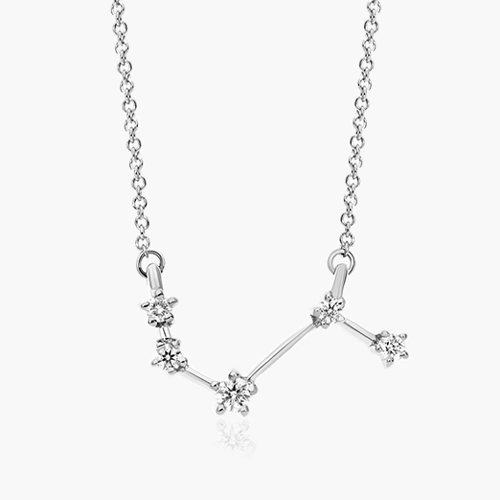 14K White Gold Lab-Created Diamond Aquarius Constellation Necklace